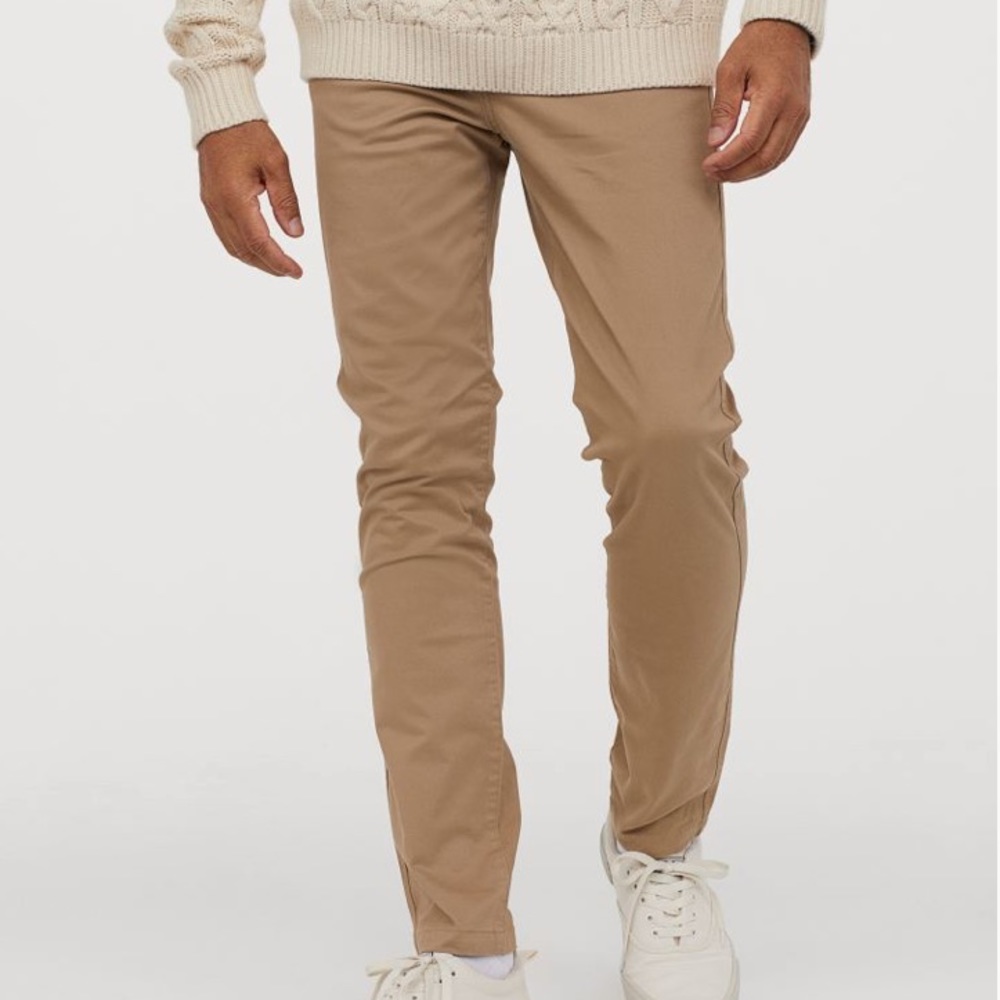 Beige Skinny Fit Cotton Chinos H&M